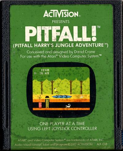 Pitfall! cartridge front label scan from AtariAge