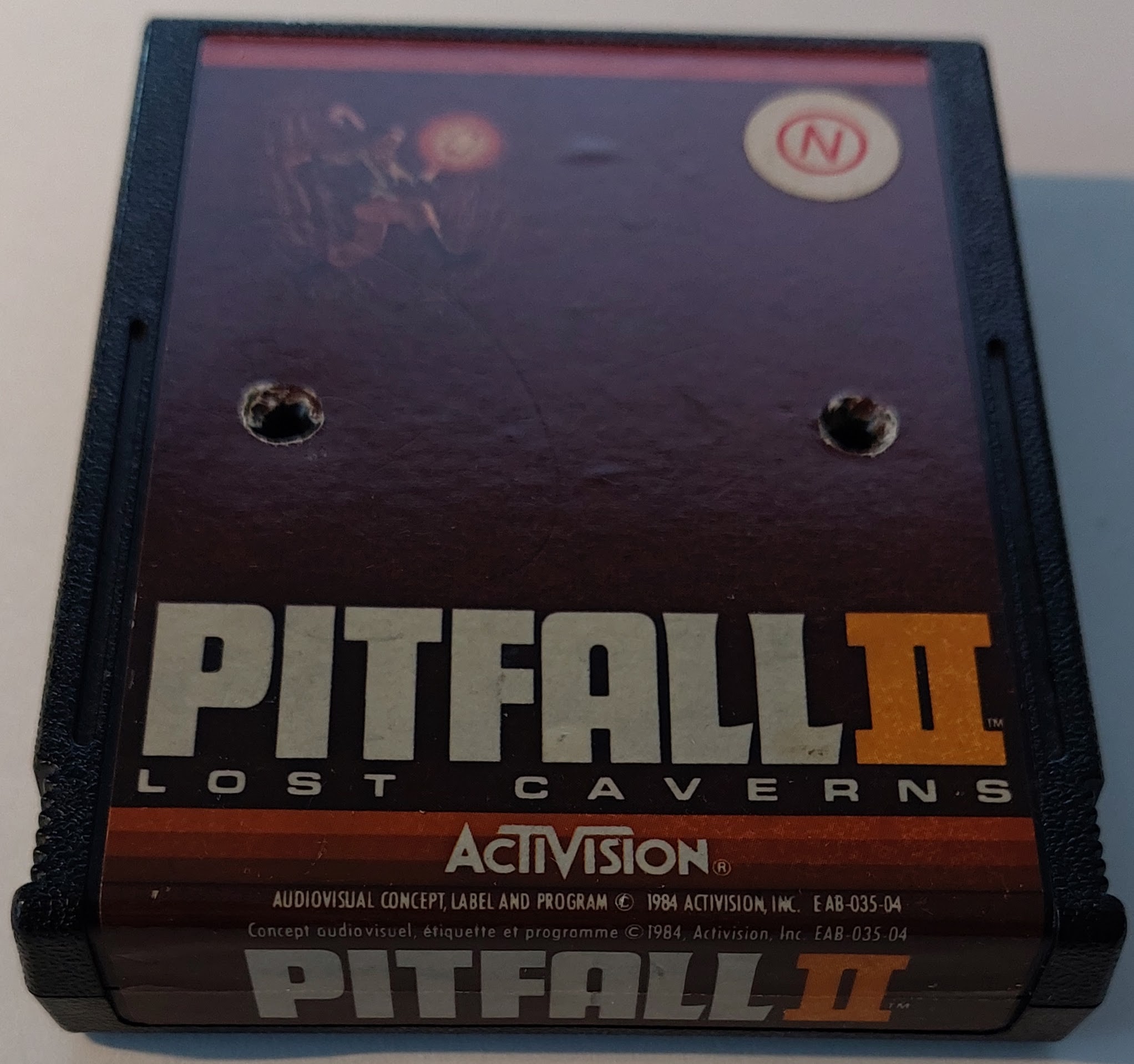 Pitfall II Lost Caverns cartridge with label