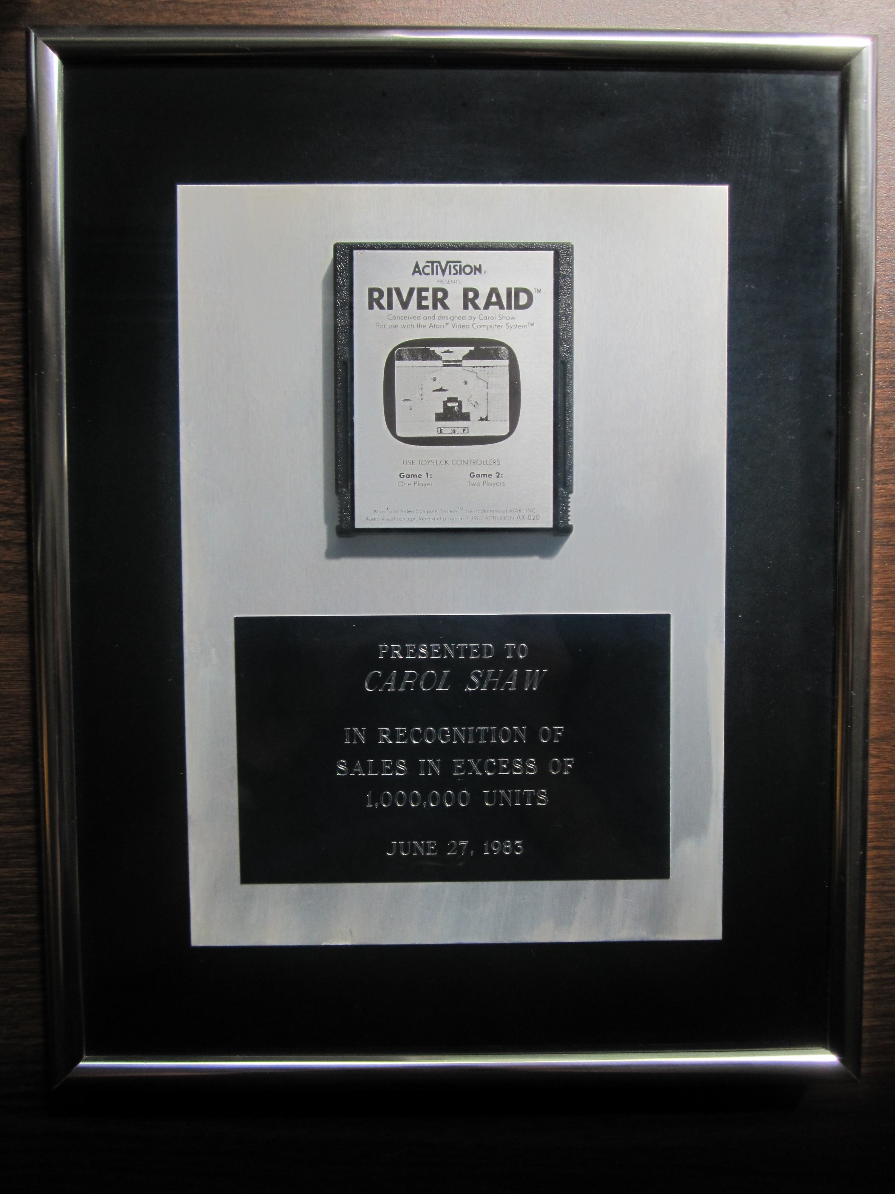 River Raid platinum cartridge photographed by Carol Shaw