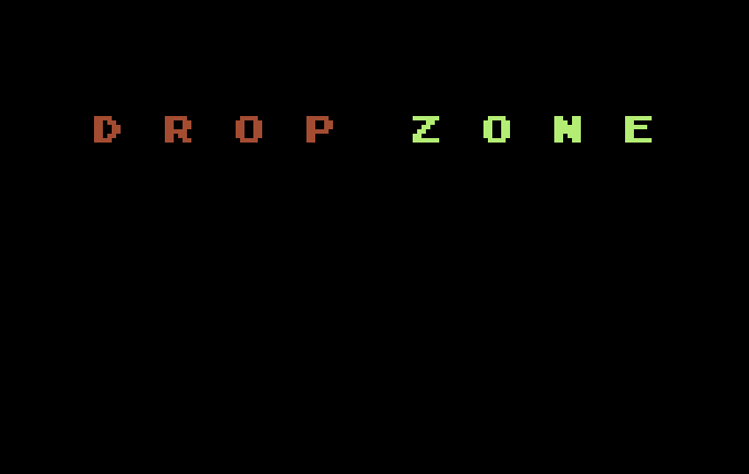 Dropzone Atari 8-bit - moonscape with defender-style enemies