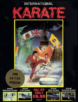 International Karate C64 box art - karateka in red gi