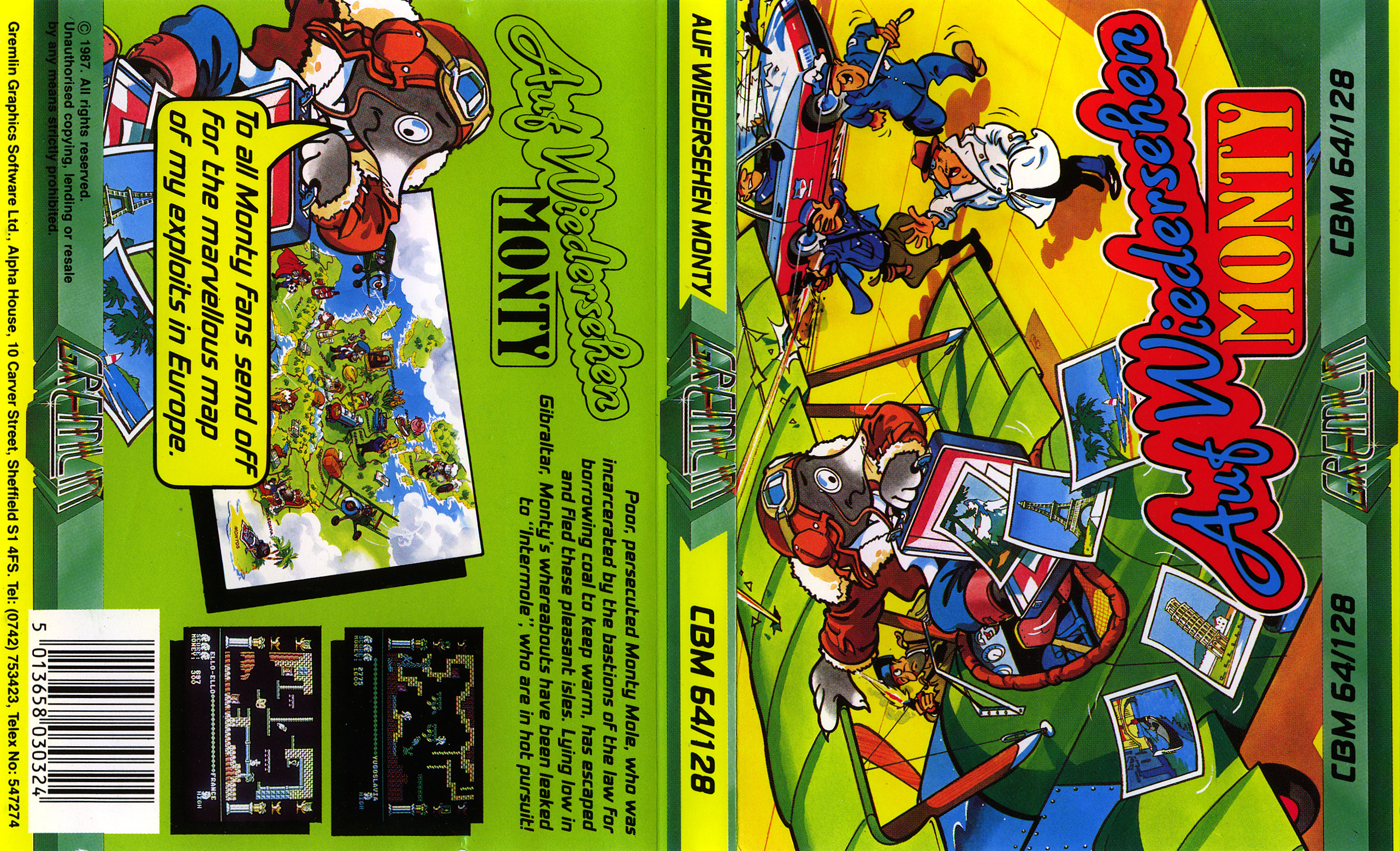 Auf Wiedersehen Monty (1987, Gremlin) - C64 inlay