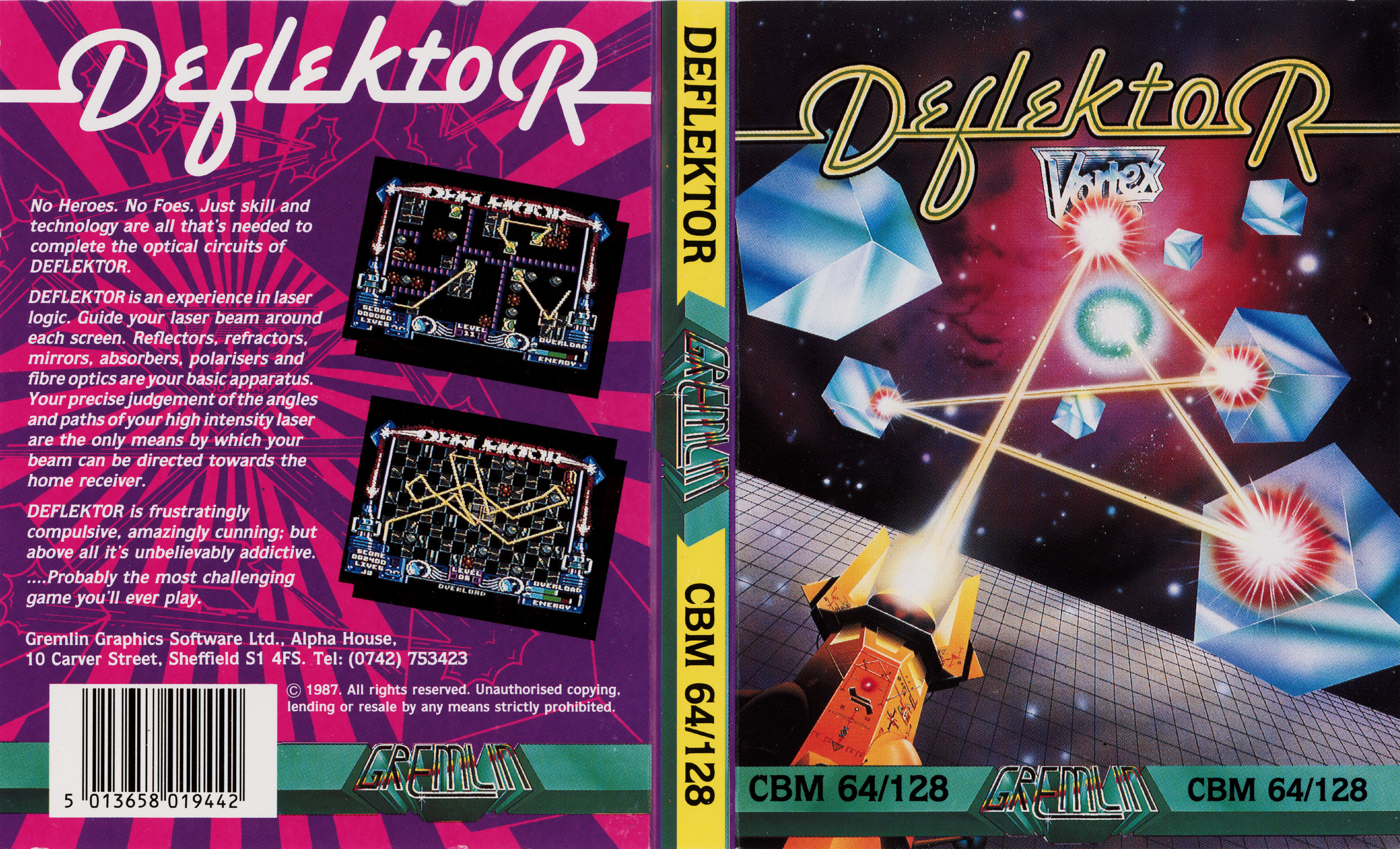 Deflektor (1987, Gremlin Graphics) - C64 inlay