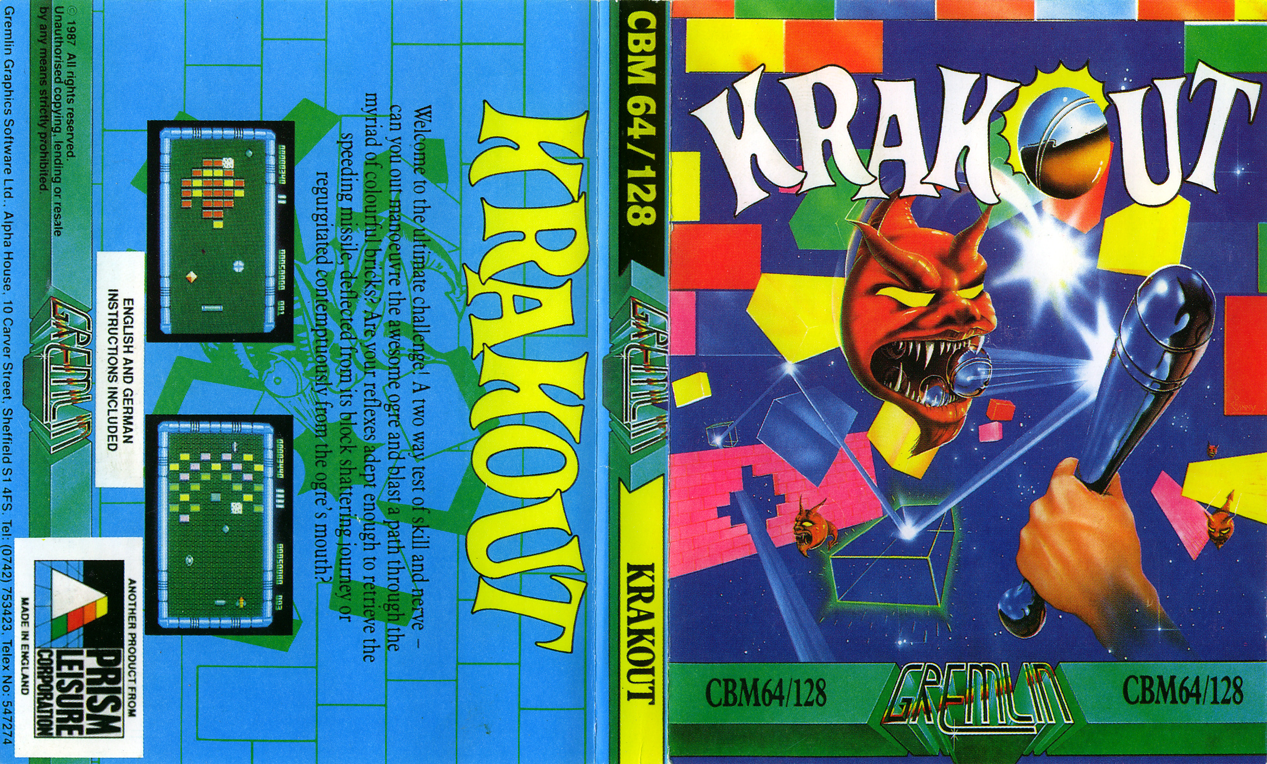Krakout - Prism Leisure budget re-release inlay