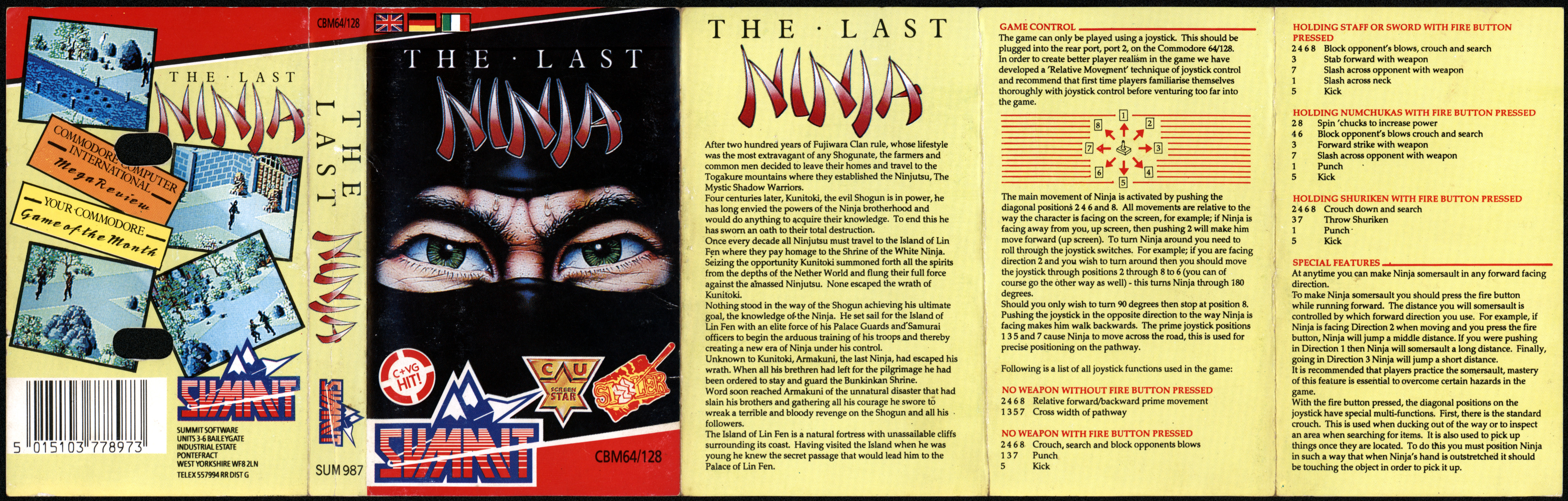 The Last Ninja - Summit re-release inlay