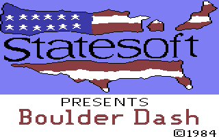 Boulder Dash C64 gameplay - Rockford digging through dirt with boulders overhead
