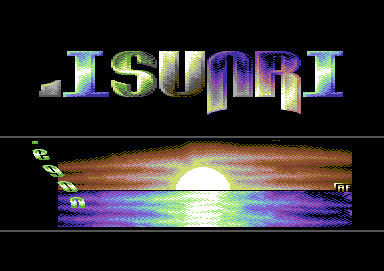 Dutch Breeze mid-demo effect showing C64 raster colour bars and sprite layering, 384x271 screenshot from CSDb