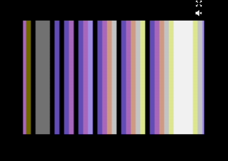 Comaland scene 10: raster colour cycling section with animated colour fields covering the full C64 display area