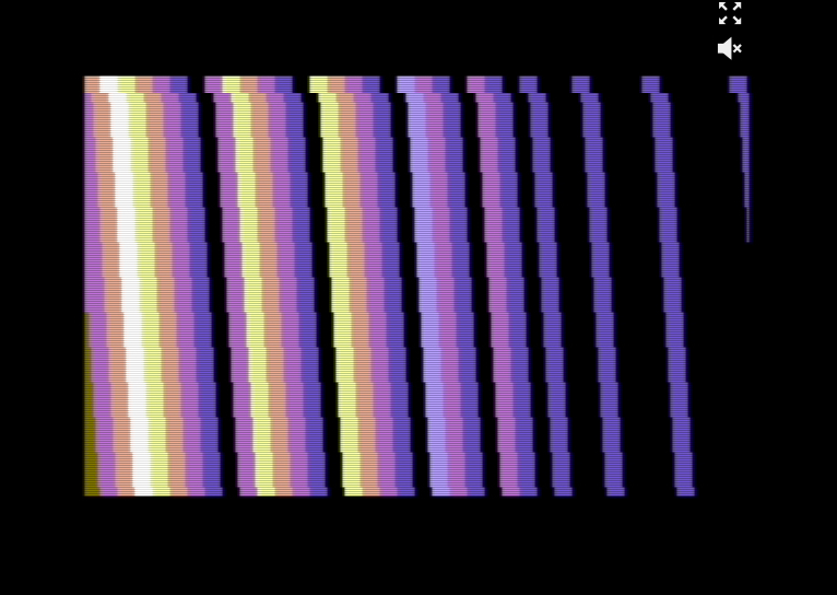 Comaland scene 20: layered raster effects with dense colour gradient coverage demonstrating the production's sustained visual complexity in its later sections