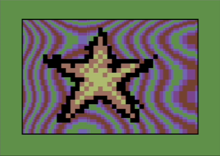 Edge of Disgrace final sequence scene: dense layered raster effects with multiple simultaneous colour fields representing the peak of the production's visual density