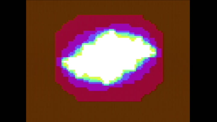Mathematica tunnel effect section: a perspective tunnel rendered in bitmap mode through real-time mathematical calculation on the 6510 processor