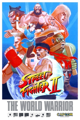 Street Fighter II (Arcade, 1991) - Japanese arcade flyer showing the World Warrior line-up