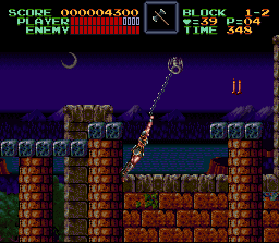 Super Castlevania IV SNES gameplay - whip action in Dracula's castle
