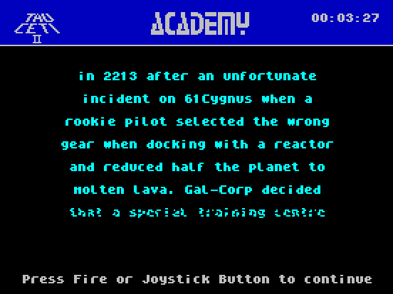 Academy: Tau Ceti II ZX Spectrum cover from Internet Archive