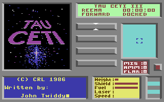 Tau Ceti C64: isometric gameplay view showing city blocks