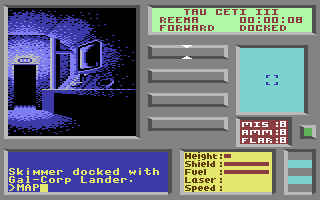 Tau Ceti C64: isometric view showing shadow effects