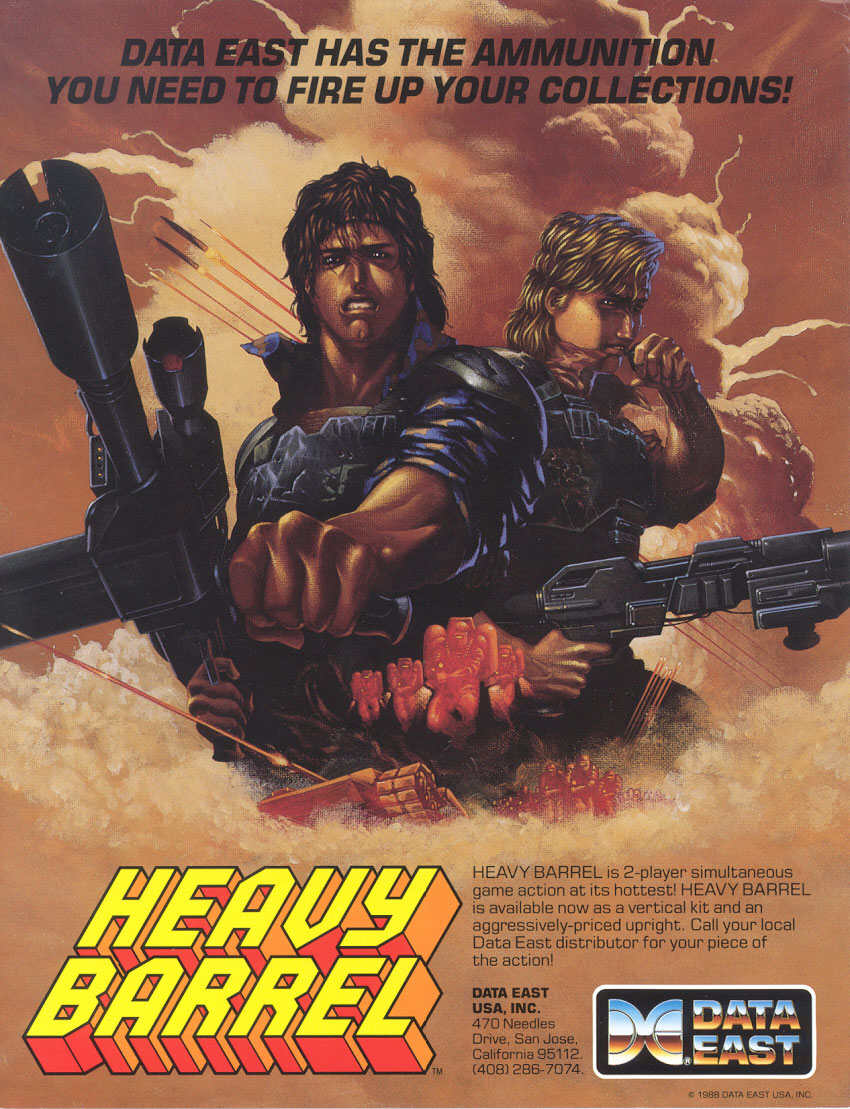 Heavy Barrel arcade promotional flyer, 1987