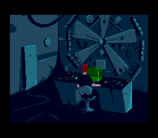 Another World Mega Drive - Lester at his particle accelerator workstation moments before the accident