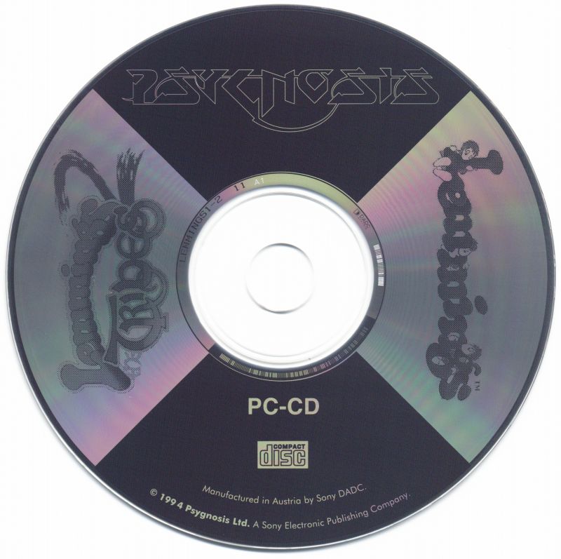 Lemmings 2: The Tribes PC-CD disc - black disc with Psygnosis logo, Sony Electronic Publishing 1994.