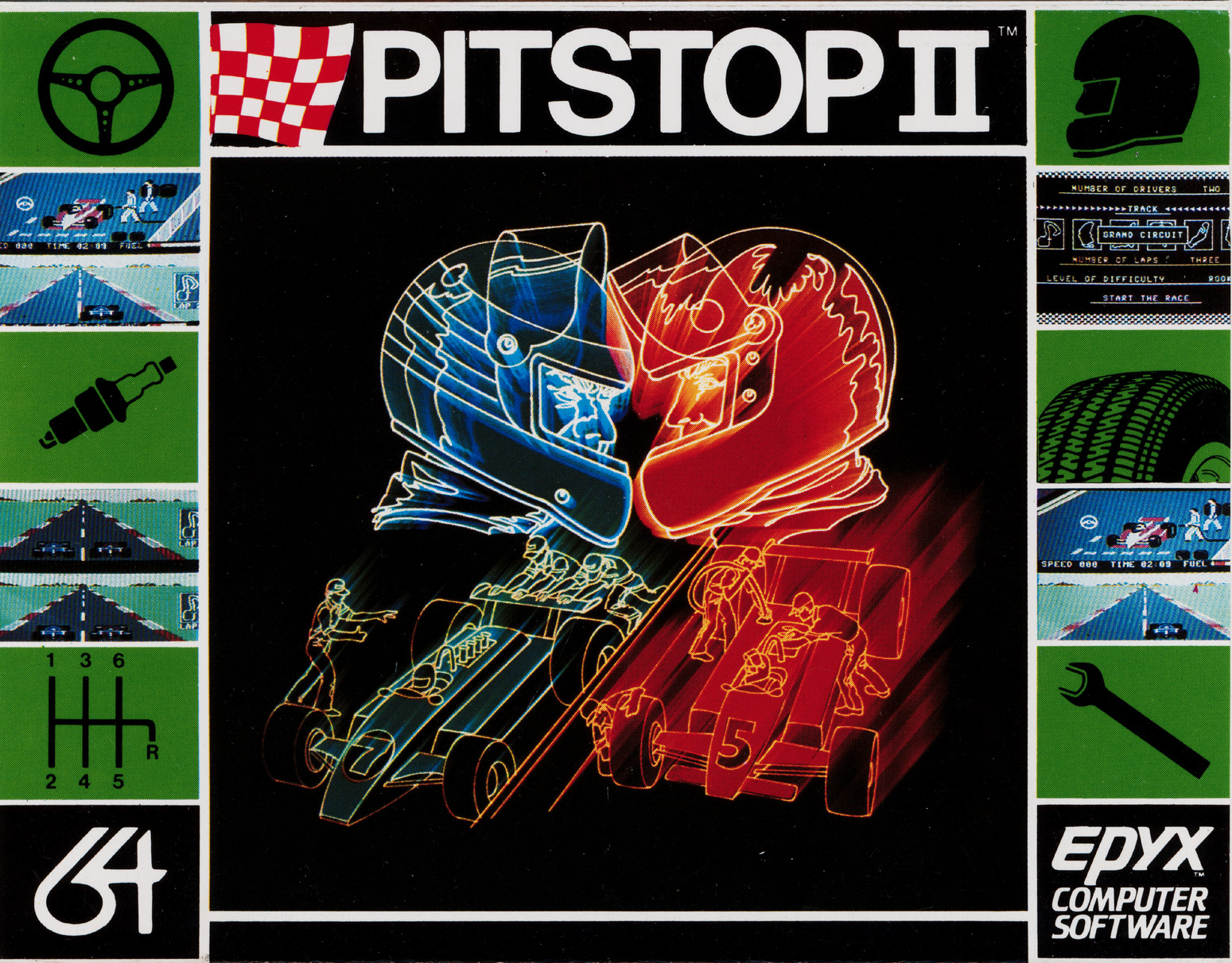 Pitstop II C64 cover art