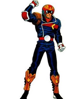 Captain Falcon — official character art from the F-Zero SNES manual, 1990