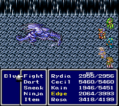 SNES battle screenshot showing the era's combat style