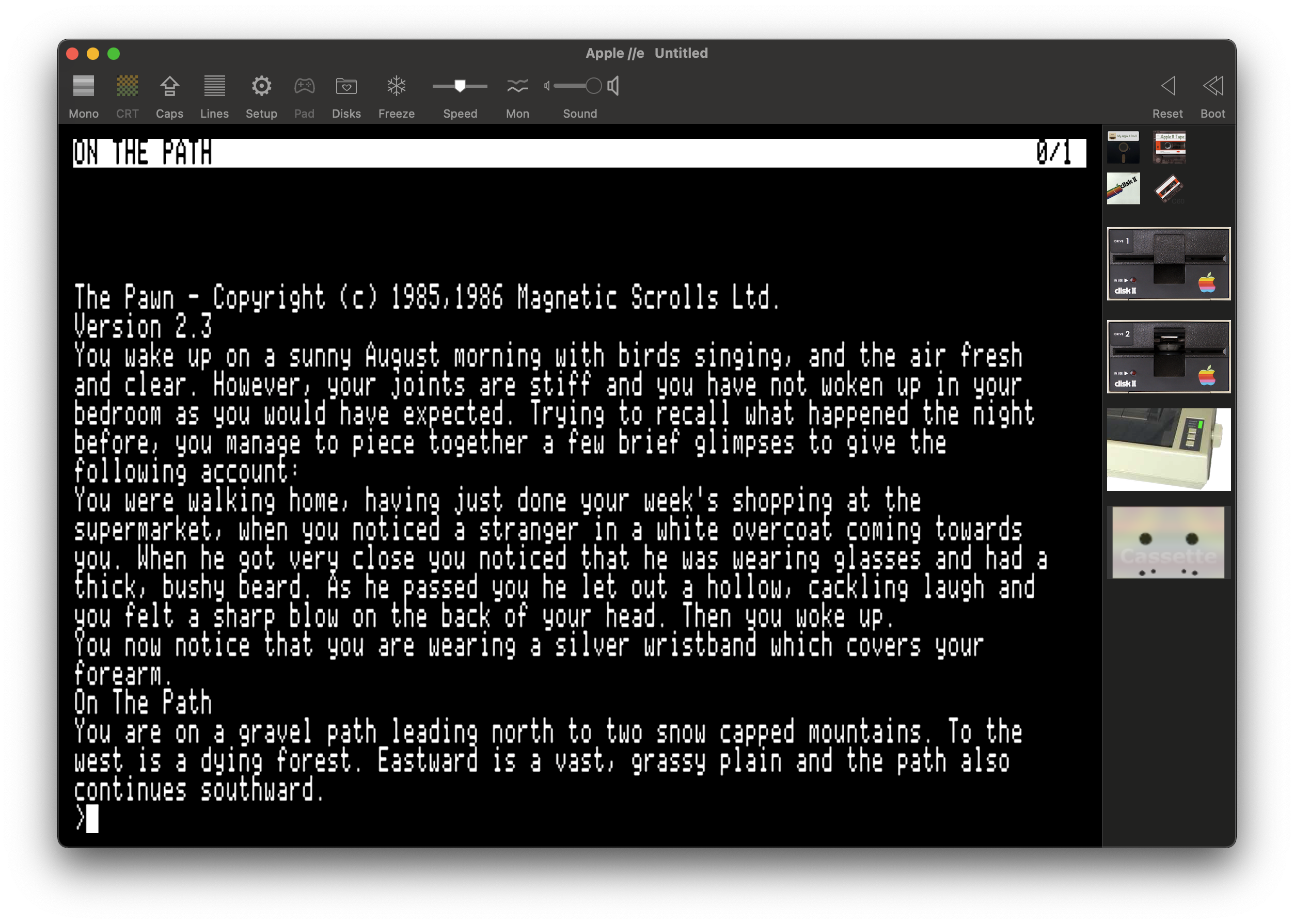 The Pawn - gameplay screenshot (Magnetic Scrolls / Rainbird, Amiga, 1986)