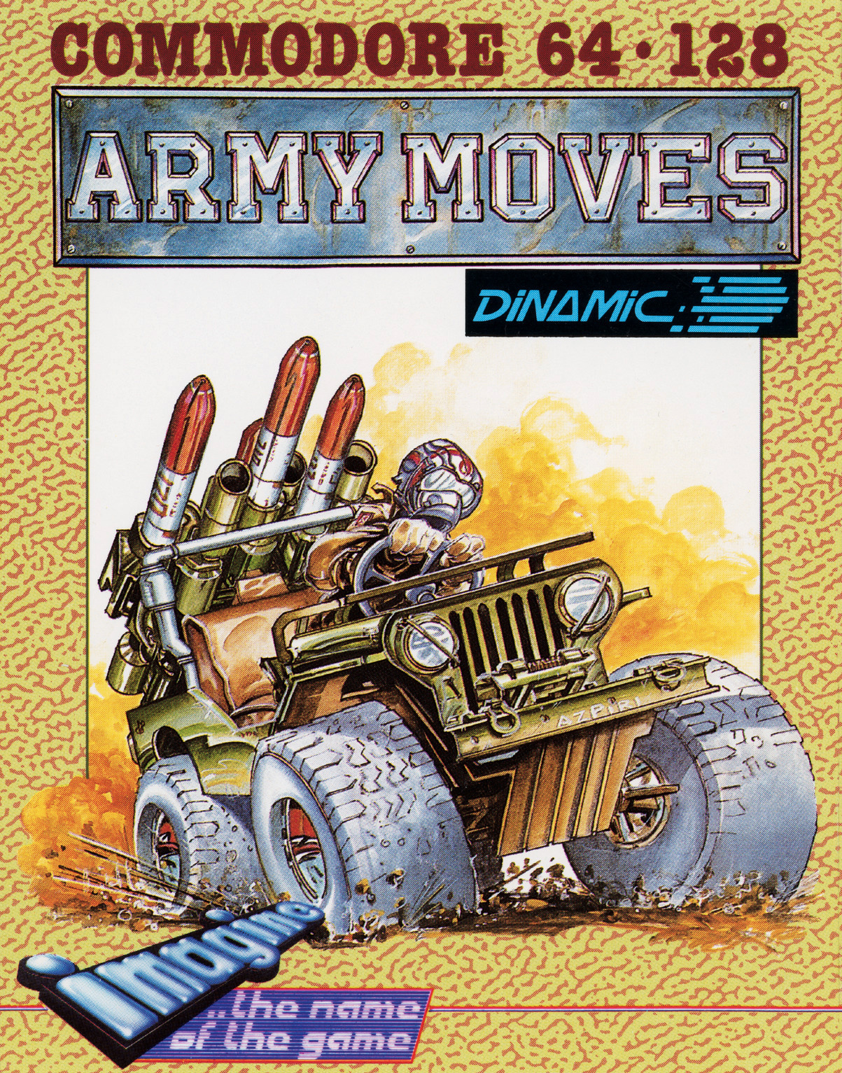 Army Moves - tape release C64 box art