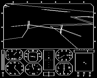 Aviator BBC Micro - wire-frame Spitfire cockpit view showing the flight model that impressed Air Vice Marshal Sandy Johnstone