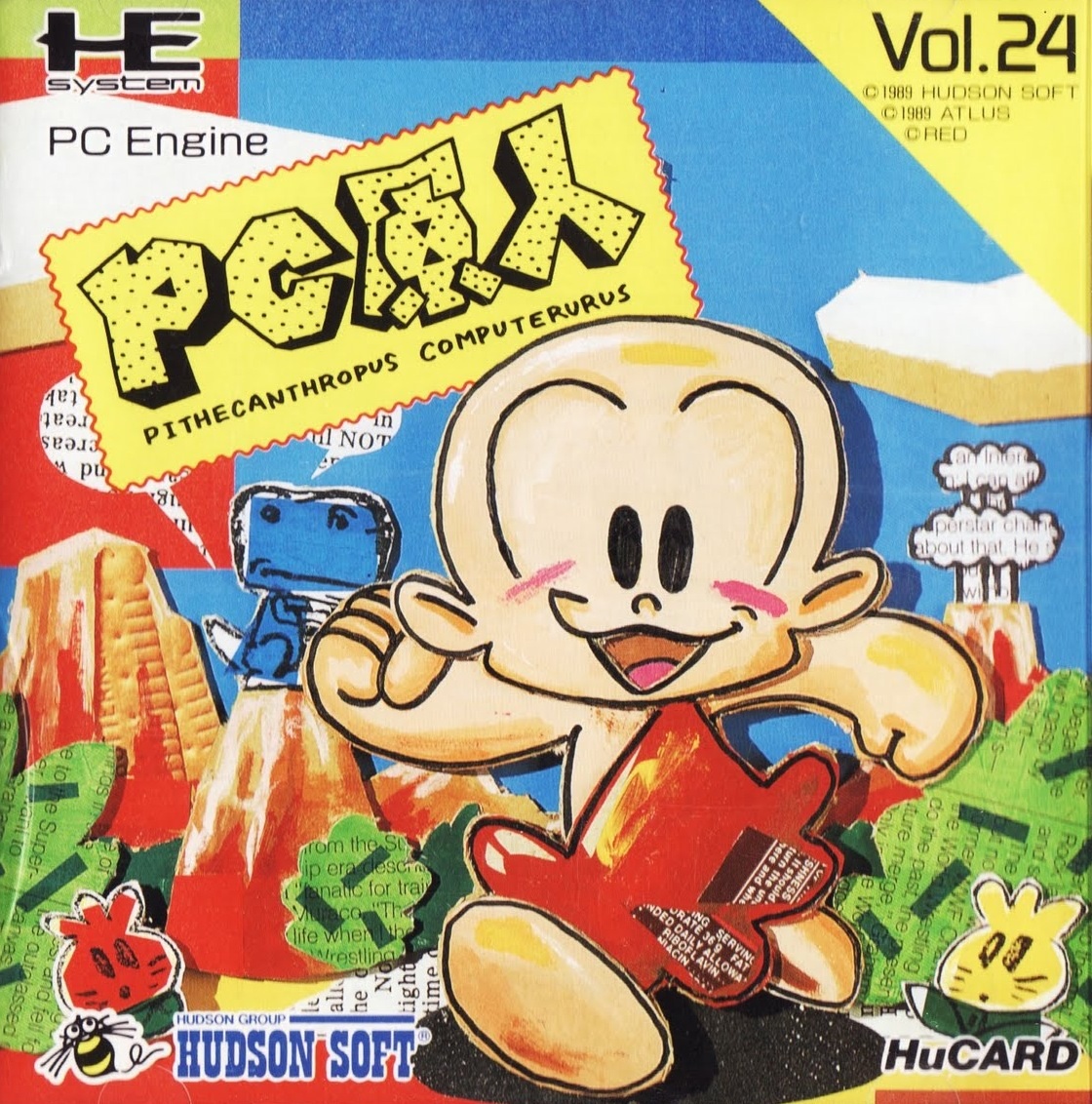 PC Genjin (Bonk's Adventure) PC Engine box art front - Hudson Soft, 1989