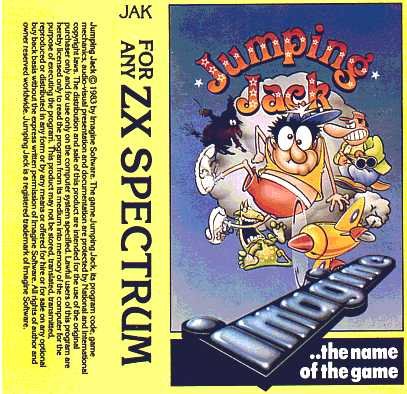 Jumping Jack cassette inlay - Imagine Software 1982