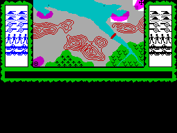 Stonkers ZX Spectrum wargame map view with military unit positions displayed on the terrain