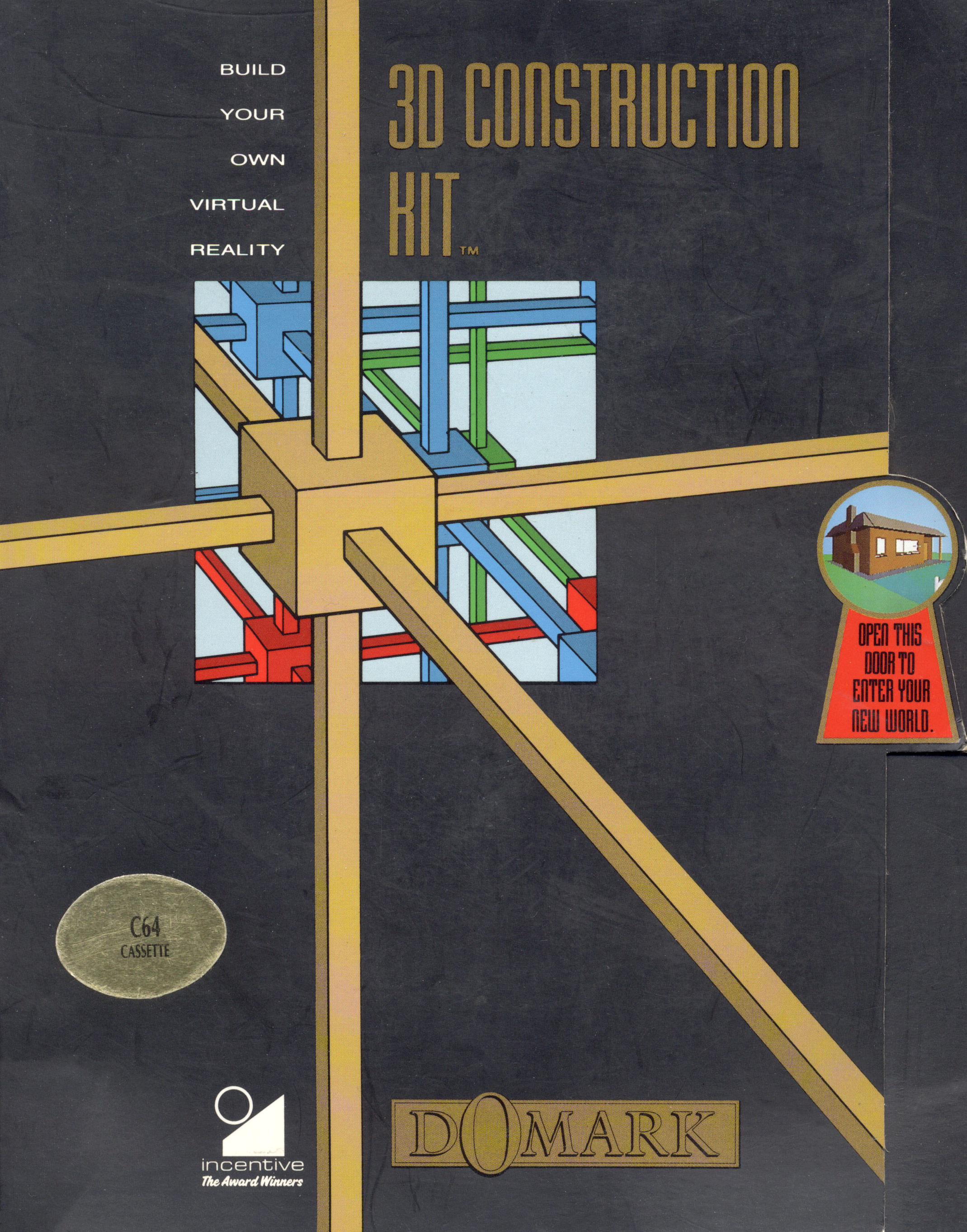 3D Construction Kit - Amiga box art for the Domark release of the Freescape creation tool, 1991
