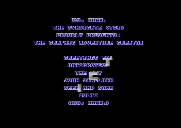 Graphic Adventure Creator - Commodore 64 cover screenshot showing the adventure creation interface