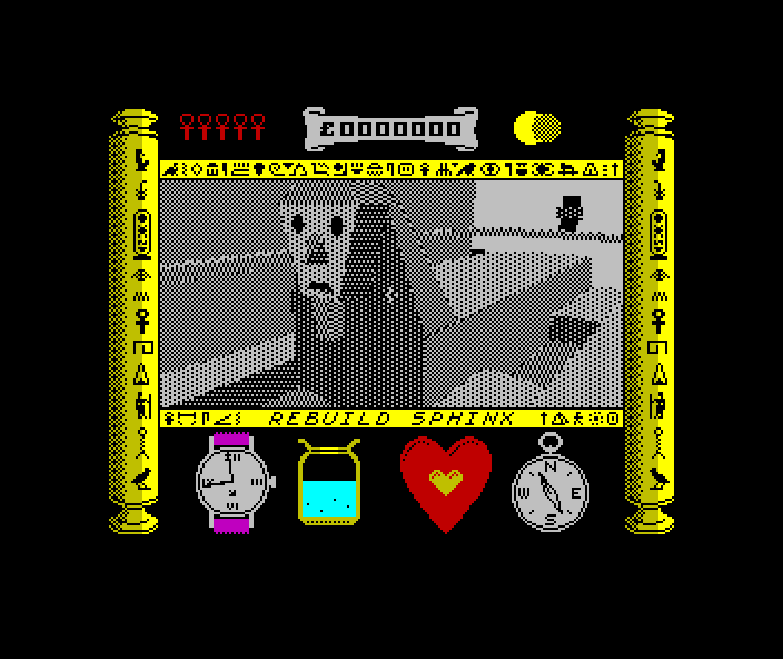 Total Eclipse II: Sphinx Jinx - ZX Spectrum cover screenshot showing the pyramid exterior in wireframe