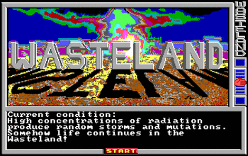 Wasteland (1988) - gameplay screenshot showing the open-world exploration and party system