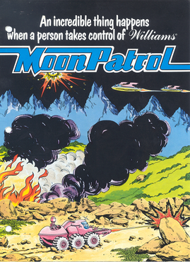 Moon Patrol arcade flyer