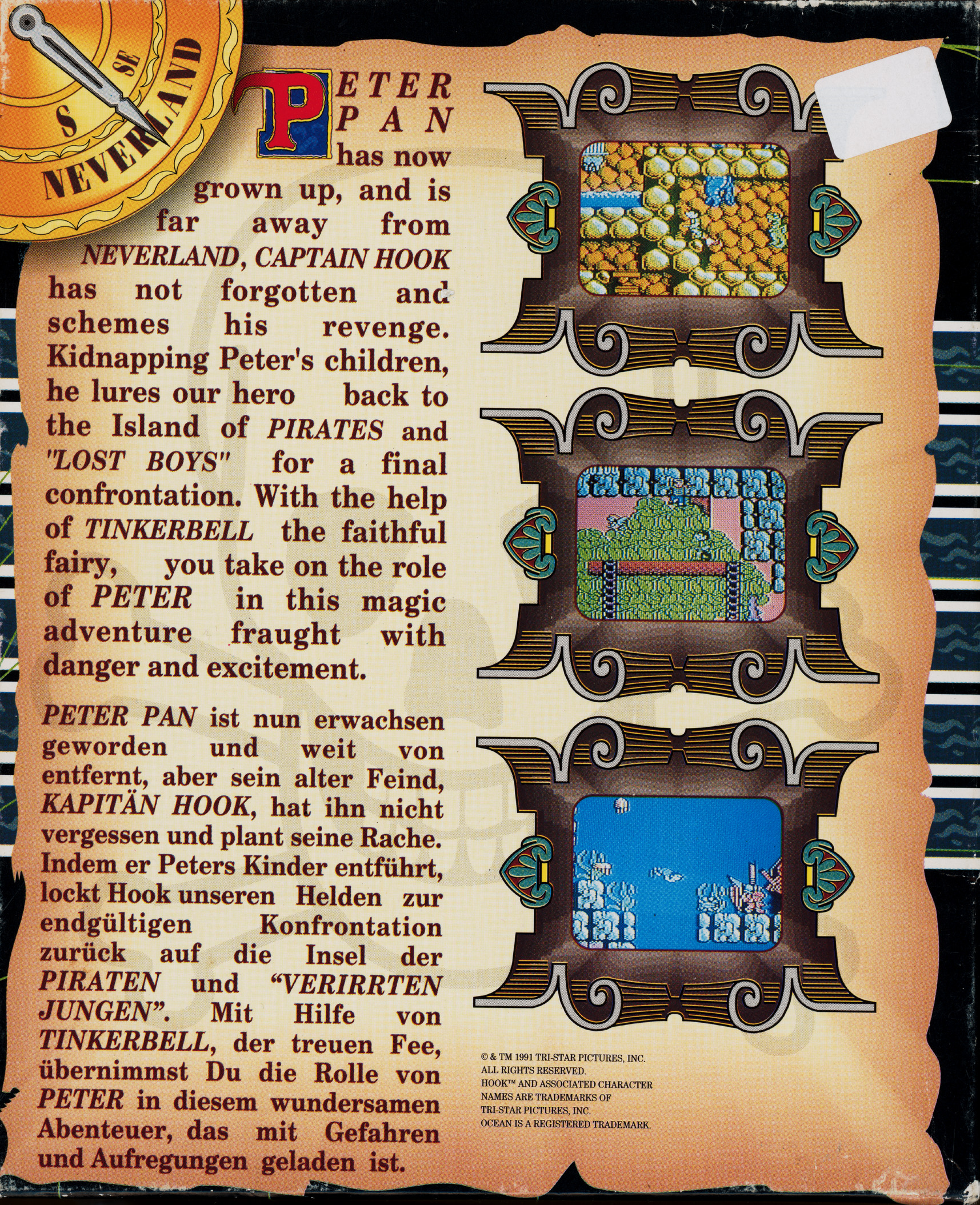 Hook (1992, Game Boy) - cassette inlay back