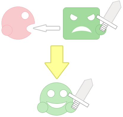 Kirby using a copy ability - sprite art from Kirby's Adventure