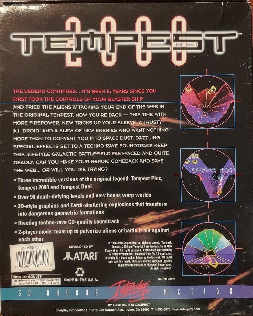Tempest 2000 - box back