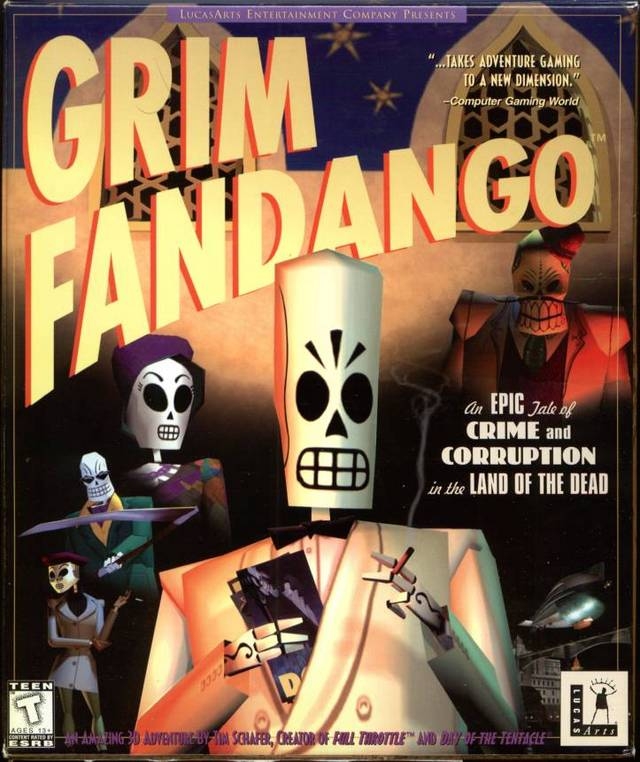 Grim Fandango box art with Manny Calavera in the Land of the Dead