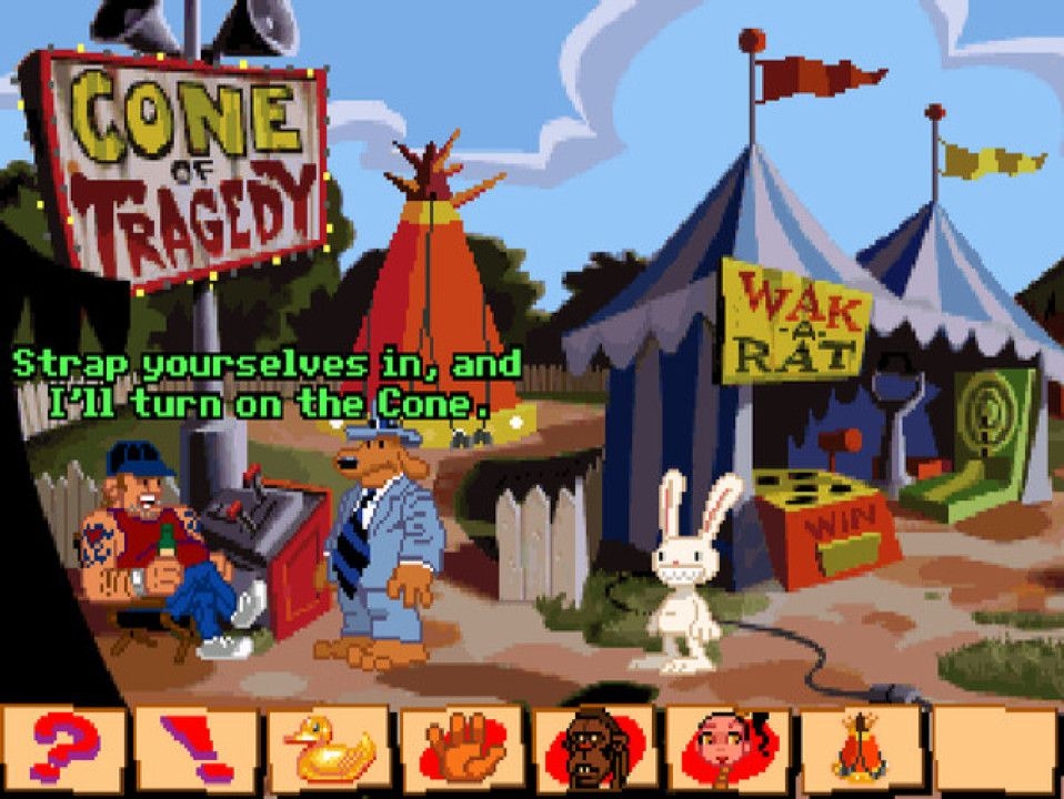 Sam and Max Hit the Road gameplay scene - accent image for Clint Bajakian profile