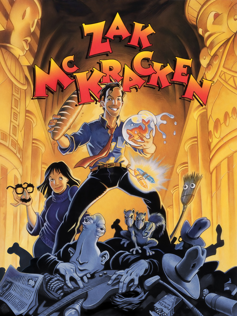Zak McKracken and the Alien Mindbenders box art featuring Zak and alien figures