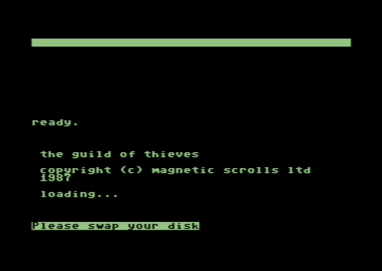 The Guild of Thieves title screen on Commodore 64