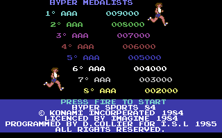 Hyper Sports - C64 in-game screenshot