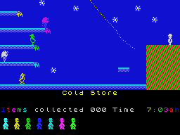 Jet Set Willy Cold Store room at native ZX Spectrum resolution, 256x192 pixels