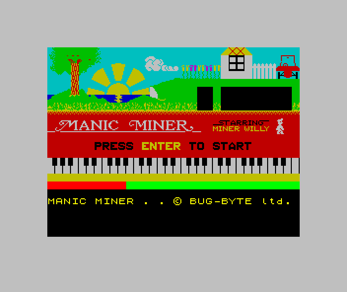 Manic Miner title screen, ZX Spectrum