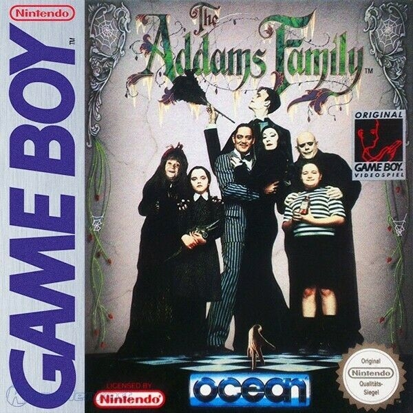 The Addams Family (1992) &mdash; Game Boy cartridge box art