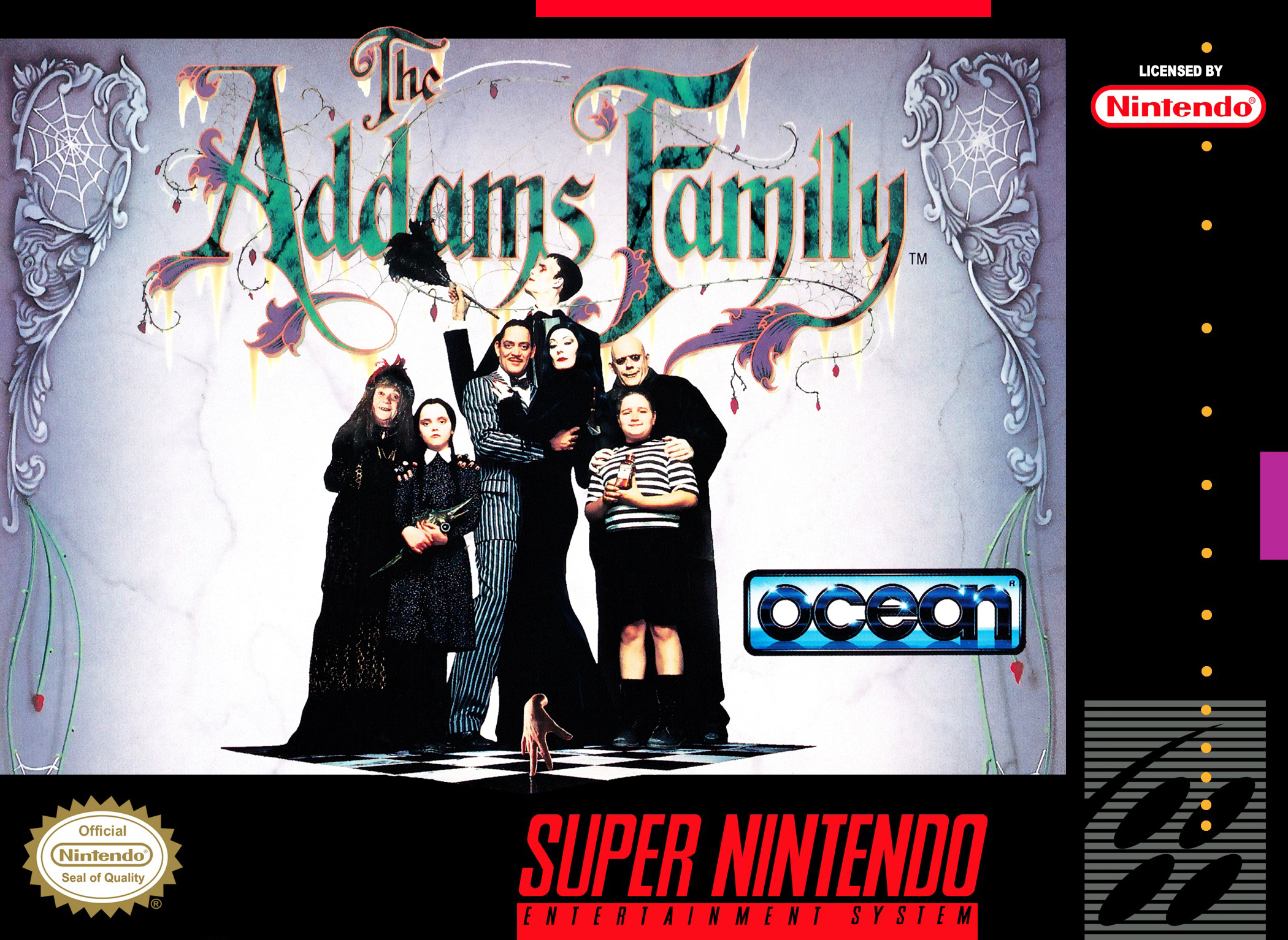 The Addams Family (1992) &mdash; SNES cartridge box art