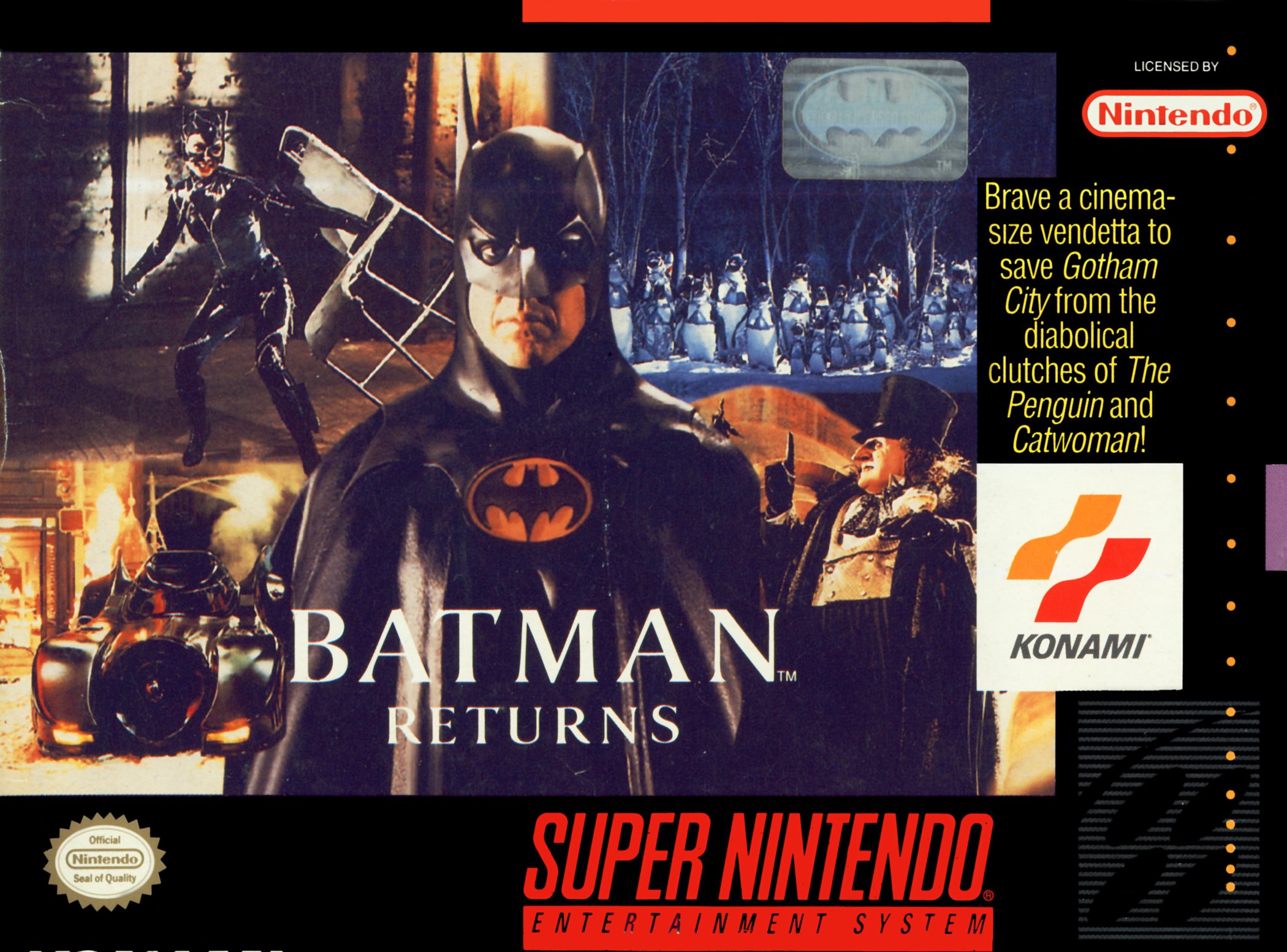 Batman Returns (1992) &mdash; Game Boy cartridge box art
